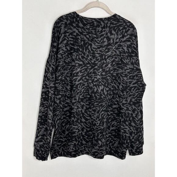Athleta Women’s Gray Black Print Dolman Sleeve Pull Over Sweater Size Large - Picture 6 of 6